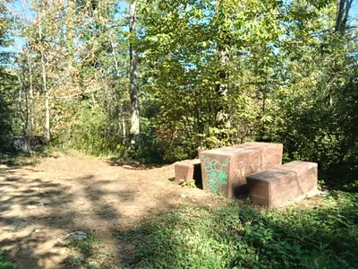 Tavolo e panche in una radura del parco