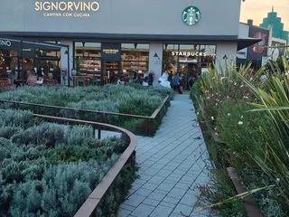 Il giardino di piante aromatiche davanti a Signorvino e Starbucks